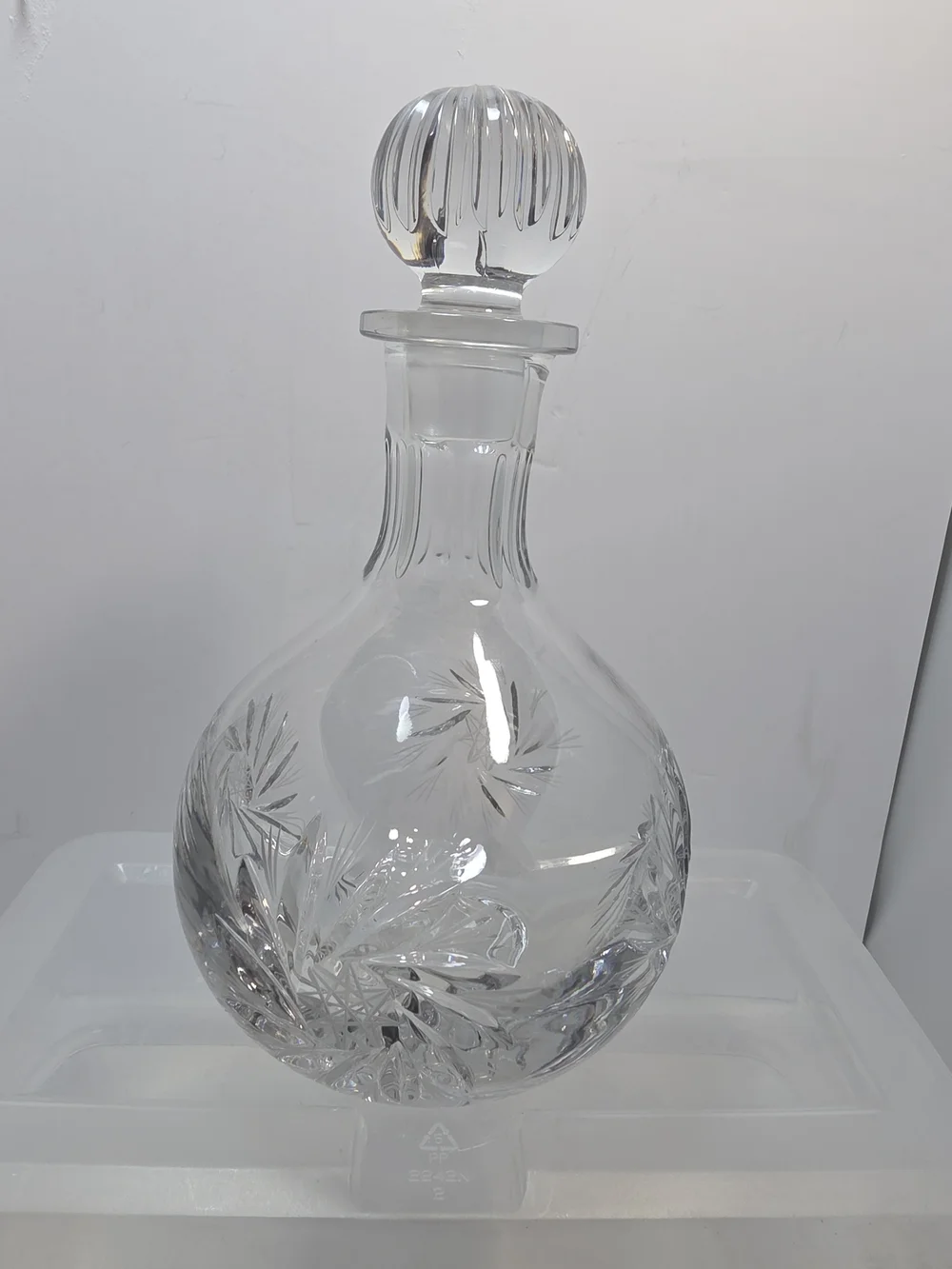 Vintage Cut Crystal Pinwheel Liquor Whiskey Decanter With Stopper 10”